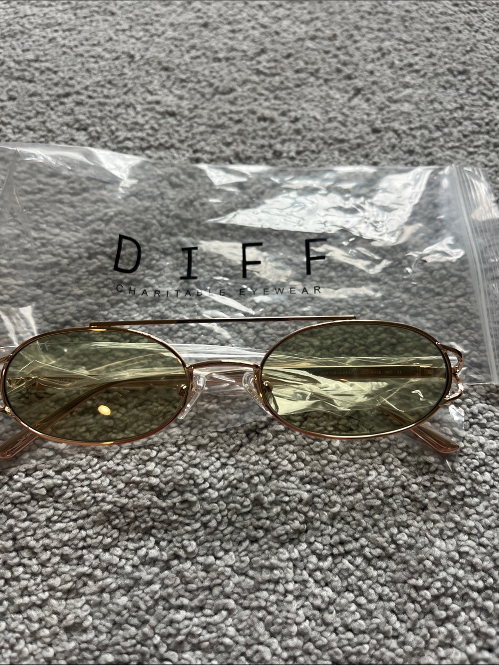 Diff Eyewear Gold Frame Sunglasses with Light Green Lenses